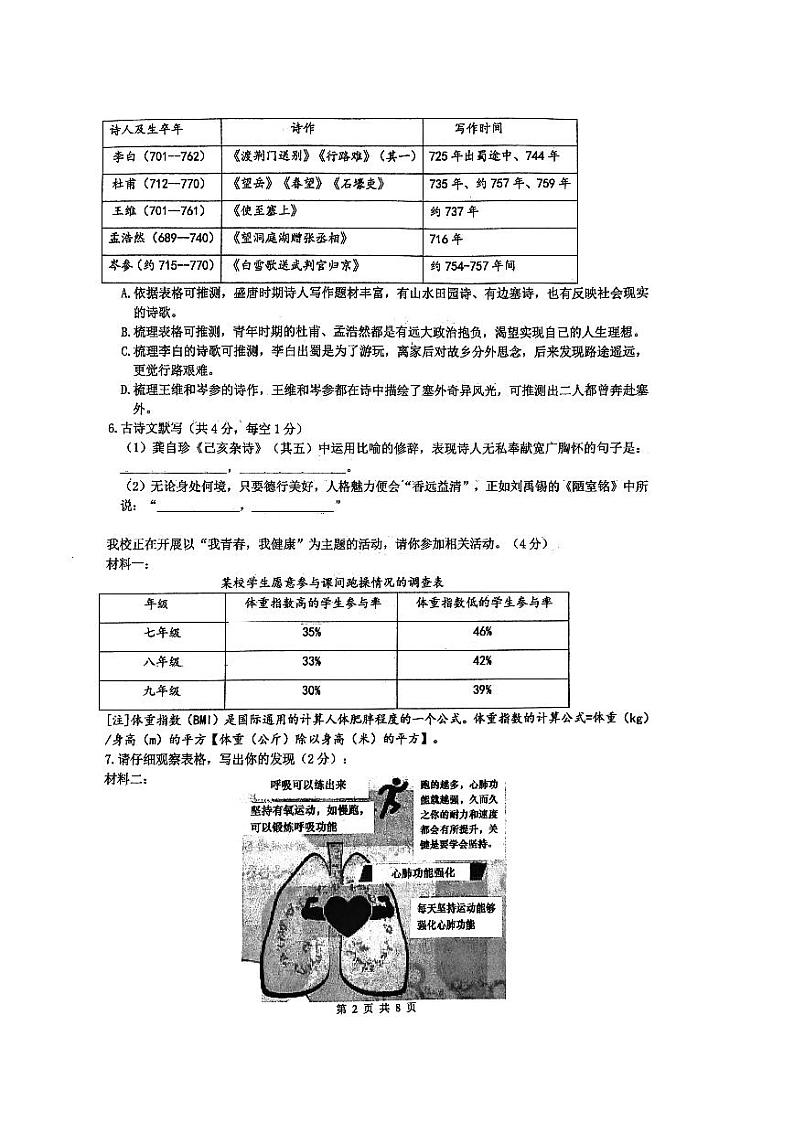 2023年雅礼教育集团 中考一模 语文试卷（含答案）02