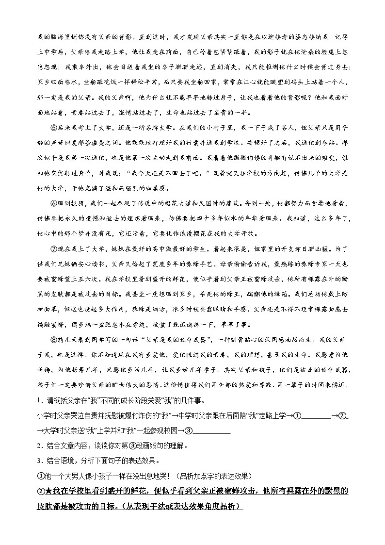第26讲 分析写作手法（练习）-2024年中考语文一轮复习讲练测（全国通用）（解析版）第3页