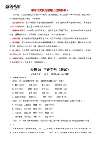 专题01 字音字形（三大题型）（测试）-2024年中考语文二轮复习课件PPT+讲义（全国通用）