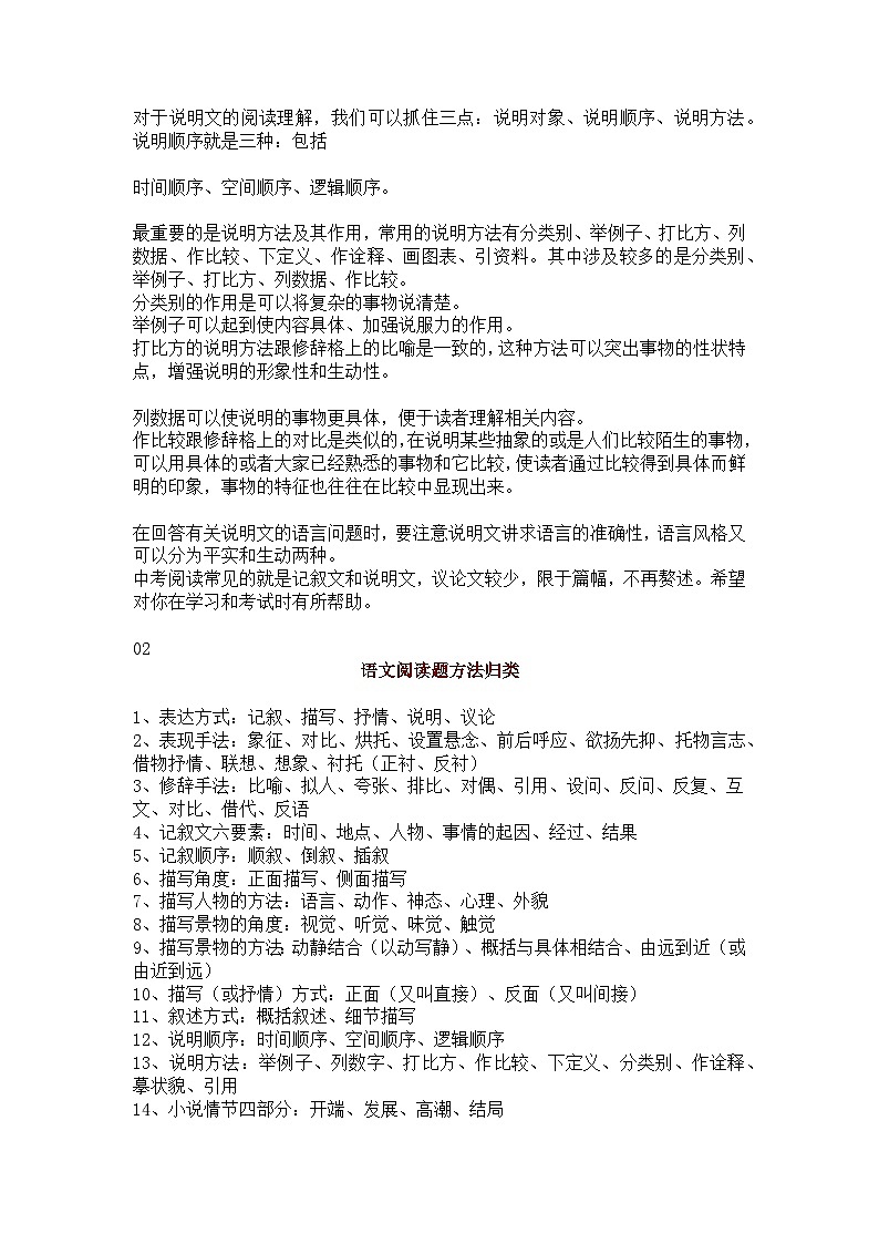 初中语文考试阅读理解方法详述第3页