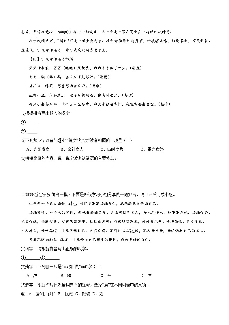 热点01  字音字形字义辨析（三种热门命题方式）（学生版）第3页