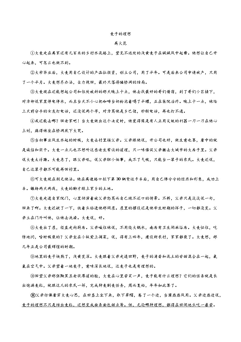 第12关：小说阅读（原卷版）-2024年中考语文一轮复习题型专练第3页