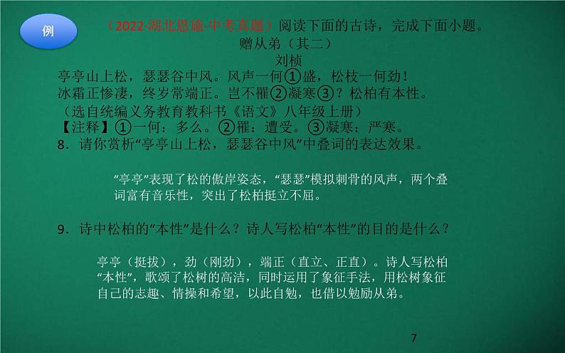 中考语文一轮复习课件第14讲：诗词表达技巧与语言（古诗词）（含答案）07