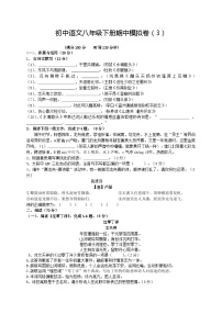 2023年初中语文八年级下册期中模拟卷（3）（含答案）