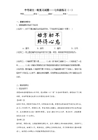 中考语文一轮复习试题——七年级练习（一）