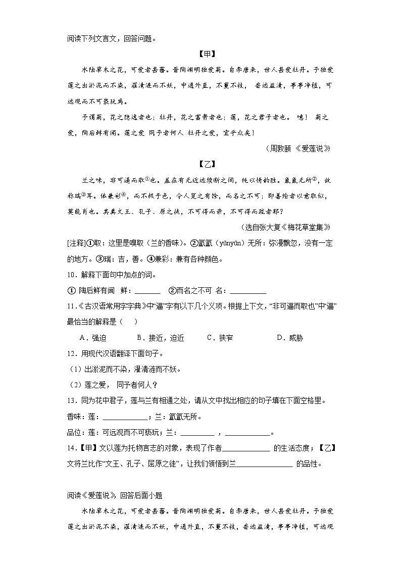 中考语文一轮复习试题——七年级练习（四）第3页