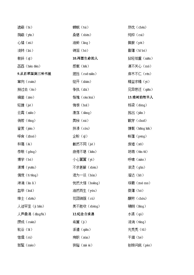 中考语文一轮复习讲测练 专题01 七至九年级字音汇总（部编版）02