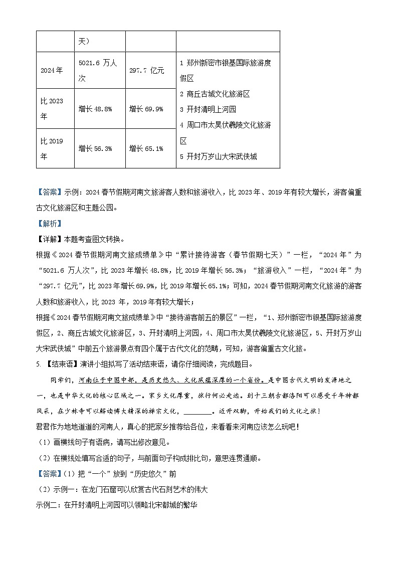 2024年河南省周口市西华县中考一模语文试题（原卷版+解析版）03