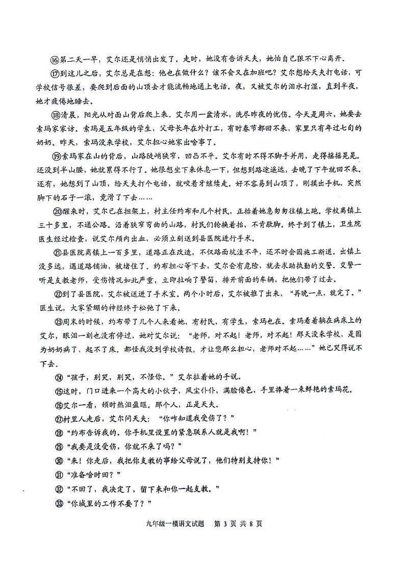 2024年四川省泸州市泸县中考一模语文试题第3页