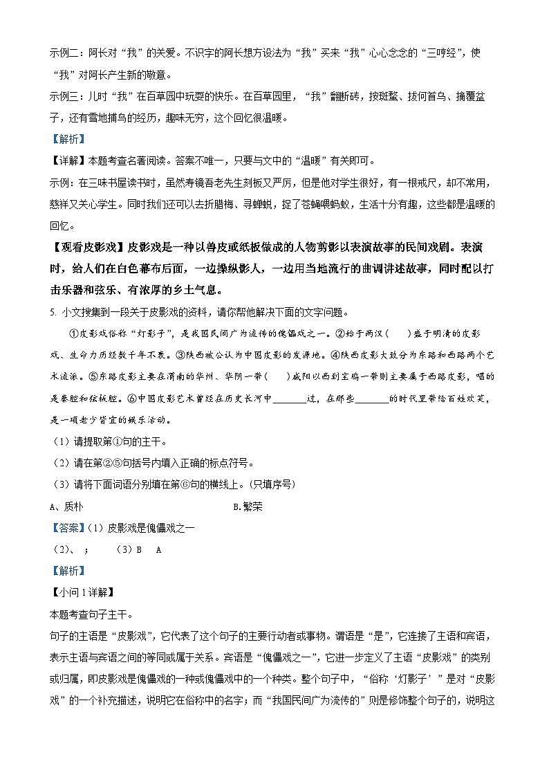 精品解析：2024年陕西省商洛市商南县中考一模语文试题（解析版）第3页
