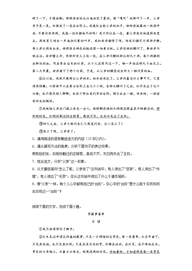 部编版语文七年级下册期末综合复习试题（十四）第3页