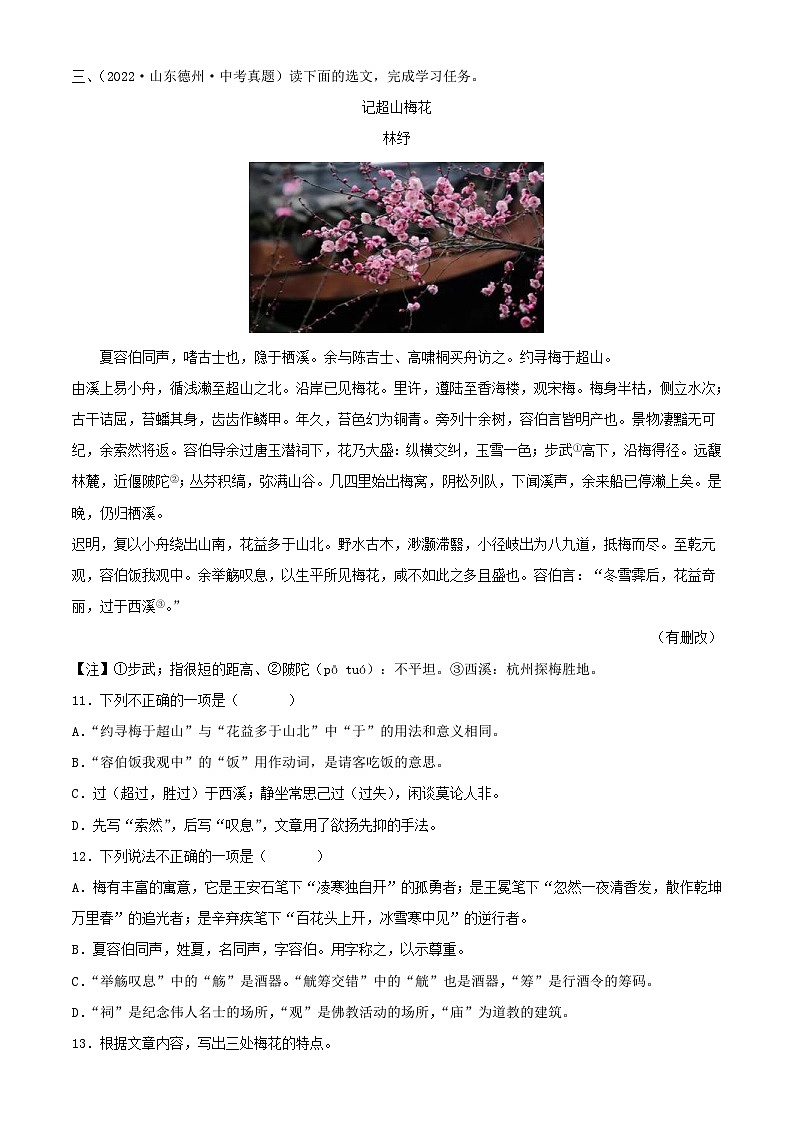 中考语文一轮复习考点习题精练专题28：文言文阅读之课外文言文阅读 （含解析）第3页