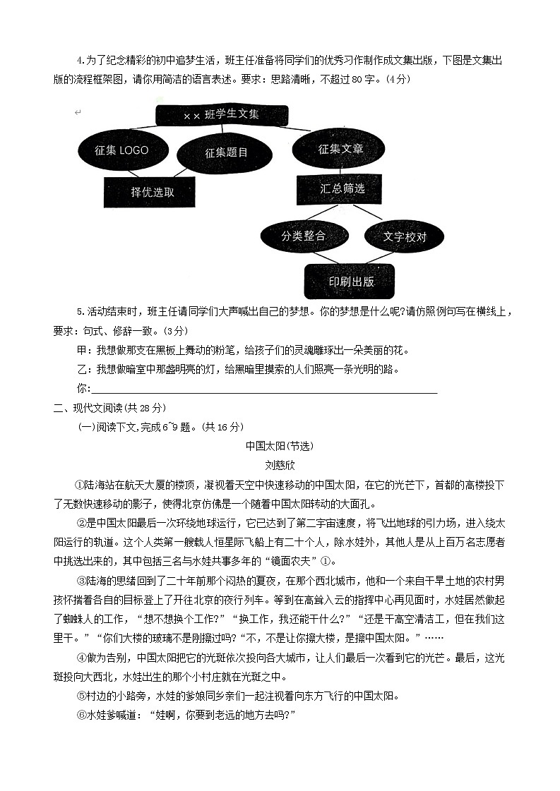 2024年河南省洛阳市涧西区中考模拟考试（一）语文试卷+第2页