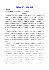 中考语文一轮复习考点精讲精练专项汇编专题14 现代文阅读：散文（含解析）
