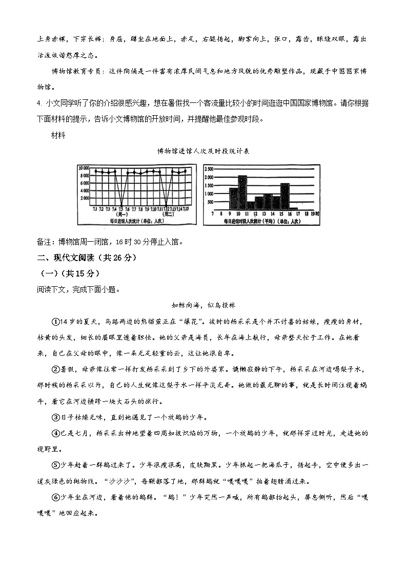 2024年河南省驻马店市泌阳县光亚学校、致远学校中考一模语文试题（原卷版+解析版）03