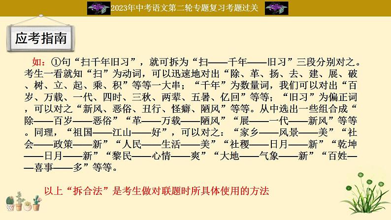中考语文二轮复习重难点过关课件专题09  对联（含答案）第6页