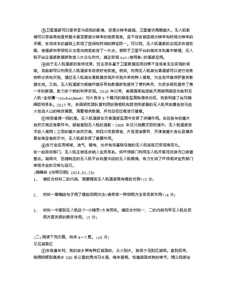 2024年四川省泸州市龙马潭区中考一模语文试题第2页