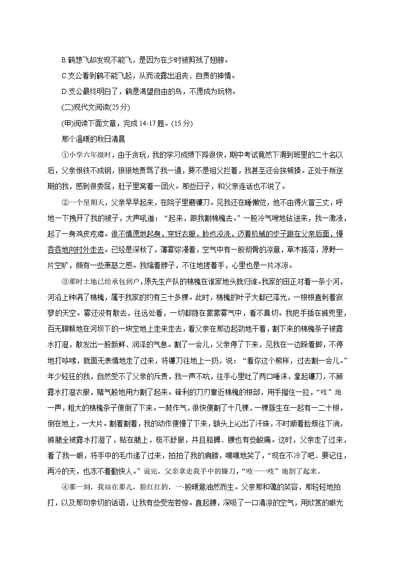 吉林省大安市2023-2024学年统编版语文七年级下册月考模拟试卷（附答案）第3页