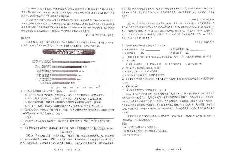 2024年安徽省池州市校联考中考二模语文试题第3页