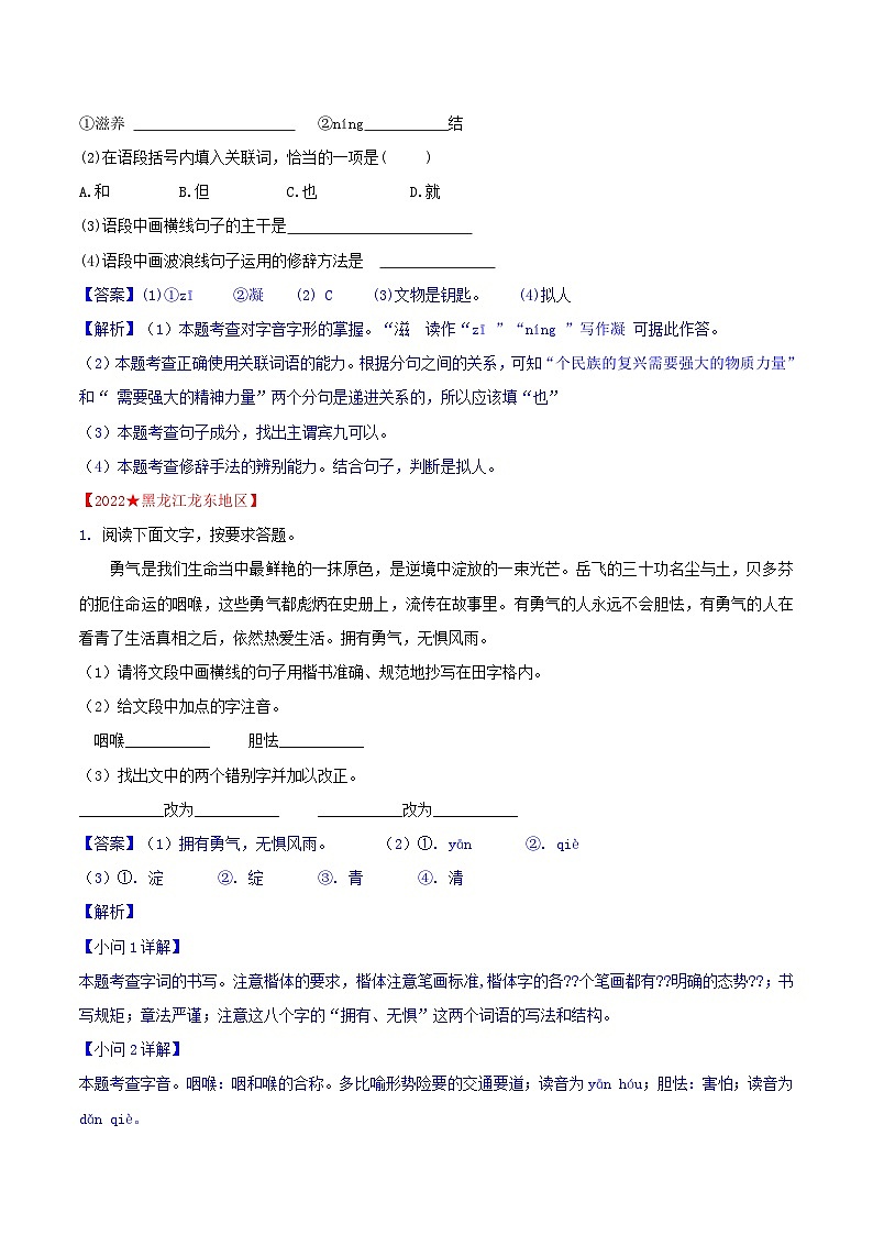 中考语文二轮复习通关练习第09节 语段综合考查（含解析）第3页