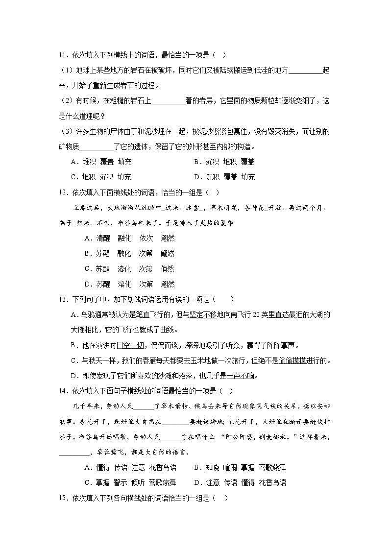词语期中专项练习试题  部编版语文八年级下册第3页