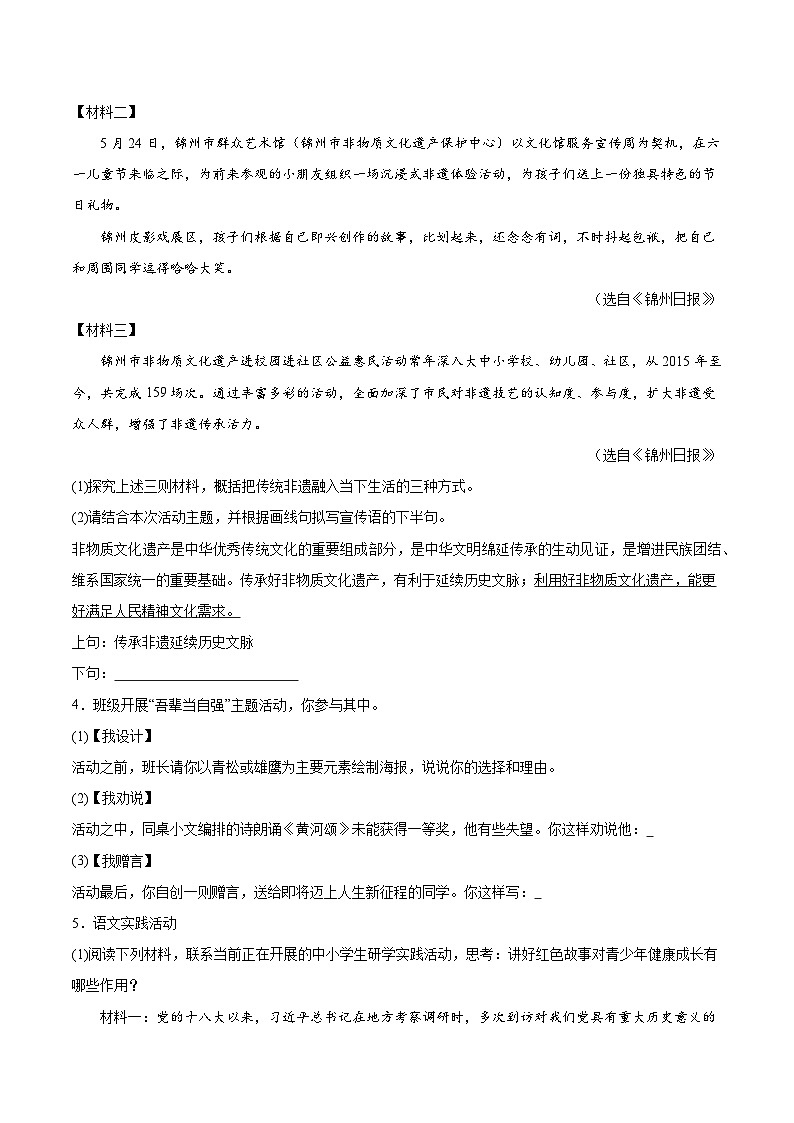 2024中考二轮专题复习第08讲　综合性学习练习（原卷版）第2页