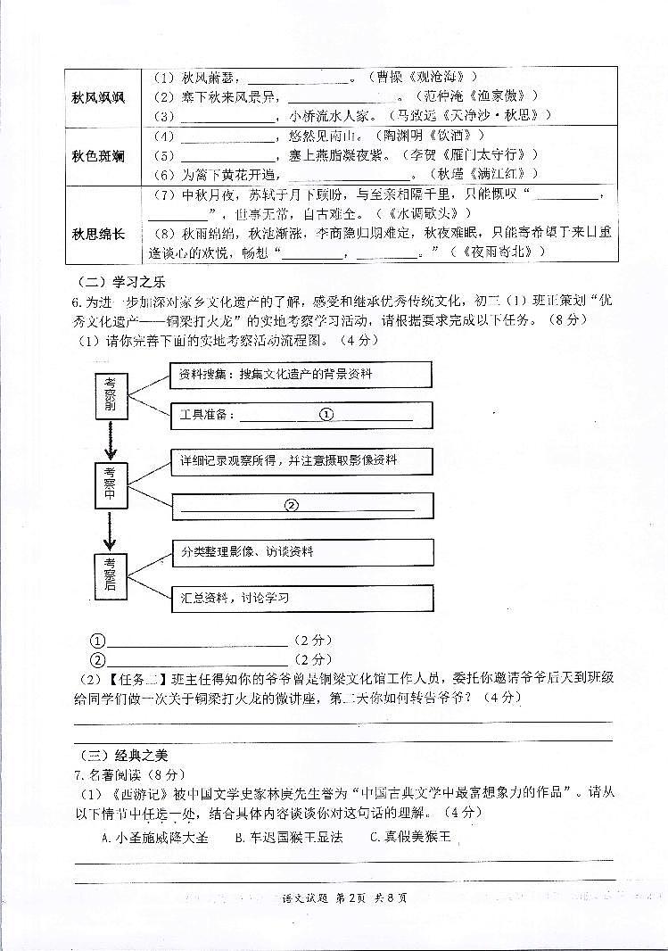 重庆市第八中学2023—2024学年九年级下学期第二学月考语文试题02