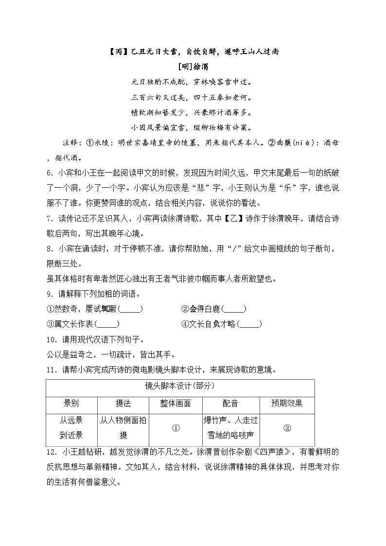 江苏省南通市海安市十三校联考2024届九年级下学期3月月考语文试卷(含答案)03