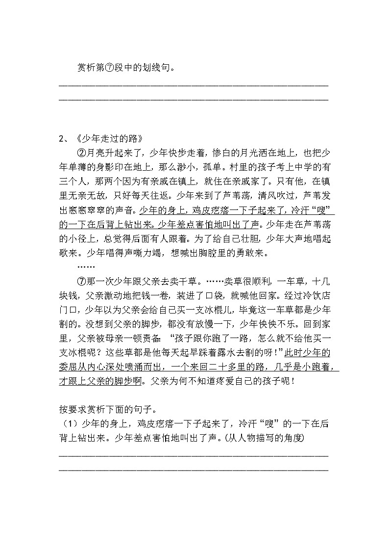 初中语文散文小说语言赏析高分技巧及梯度训练3第2页