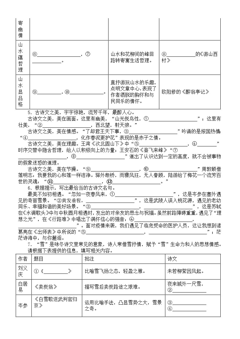 初中语文2024届中考名篇名句默写练习（共30题，附参考答案）02
