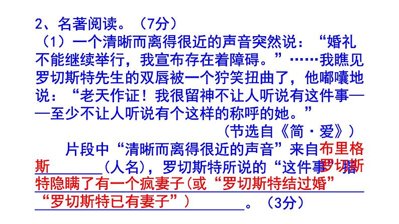 九下（中考）语文名著阅读《简·爱》梯度训练1 PPT版04