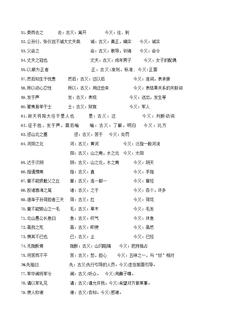 专题6  文言文古今异义词梳理-【必背、必备】2024年中考语文文言文知识清单（统编版）03