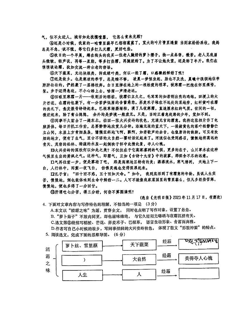 安徽省六安市轻工中学2023-2024学年九年级下学期4月期中考试语文试题第3页