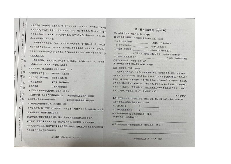 2024年天津市西青区中考一模语文试题03