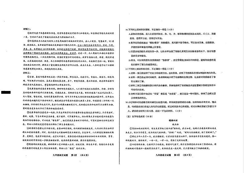 2024年青岛市平度市中考一模考试语文试题第3页