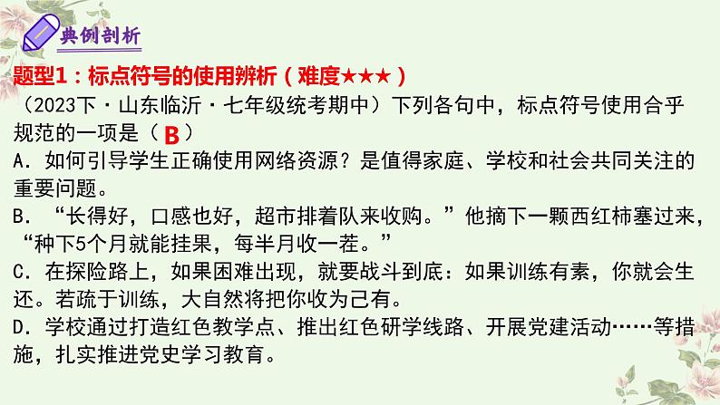 【期中讲练测】统编版七年级下册语文 专题03：标点符号（考点串讲）课件第7页