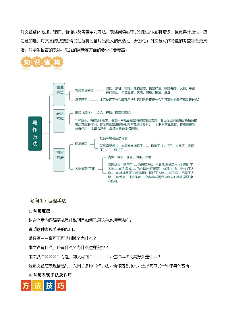 第26讲 分析写作手法（讲义+练习）-2024年中考语文一轮复习讲义+练习03