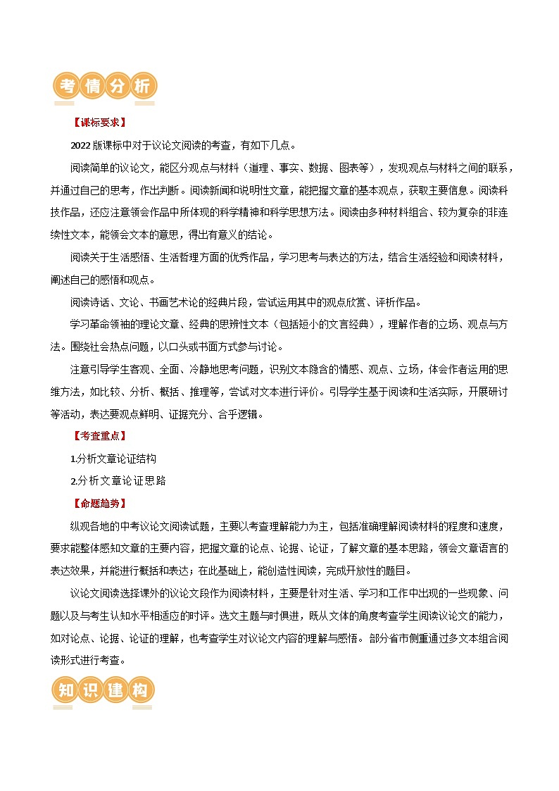 第31讲 论证结构与论证思路（讲义+练习）-2024年中考语文一轮复习讲义+练习02