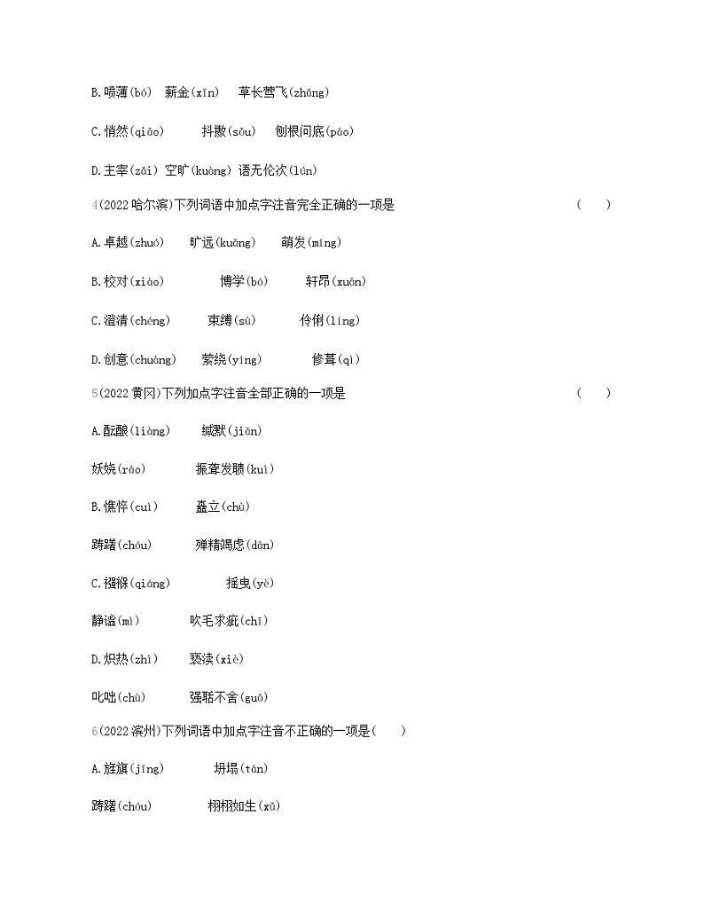 中考语文考点专项分类训练1字音与字形第2页