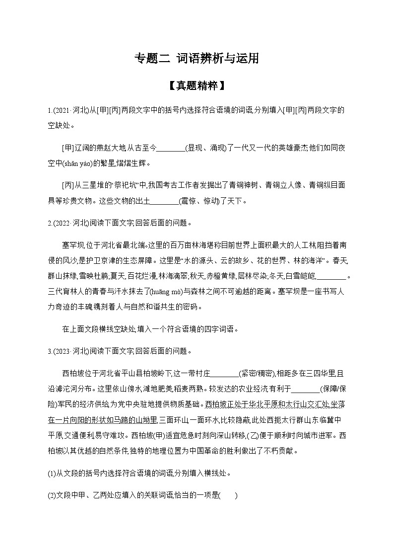 2024年中考语文考点精练---专题二 词语辨析与运用第1页