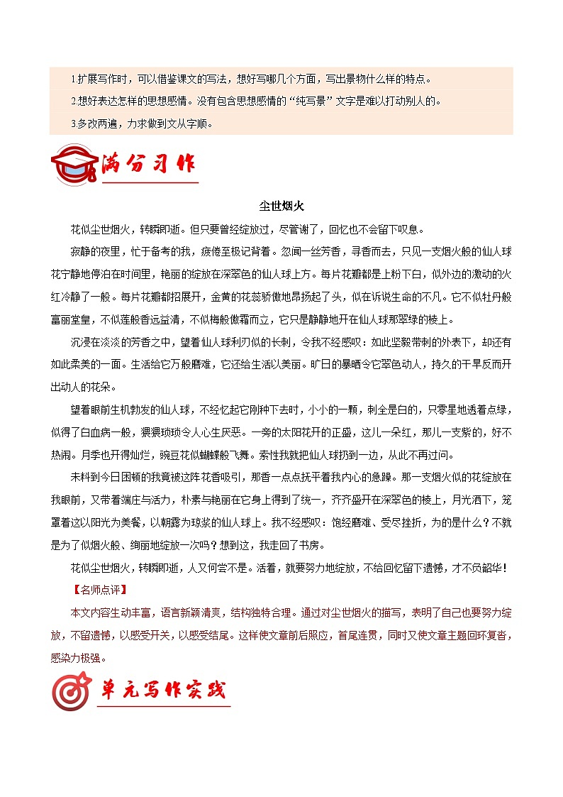 专题19 满分范文引领练习-【同步作文课】2023-2024学年七年级语文下册单元写作深度指导（统编版）02