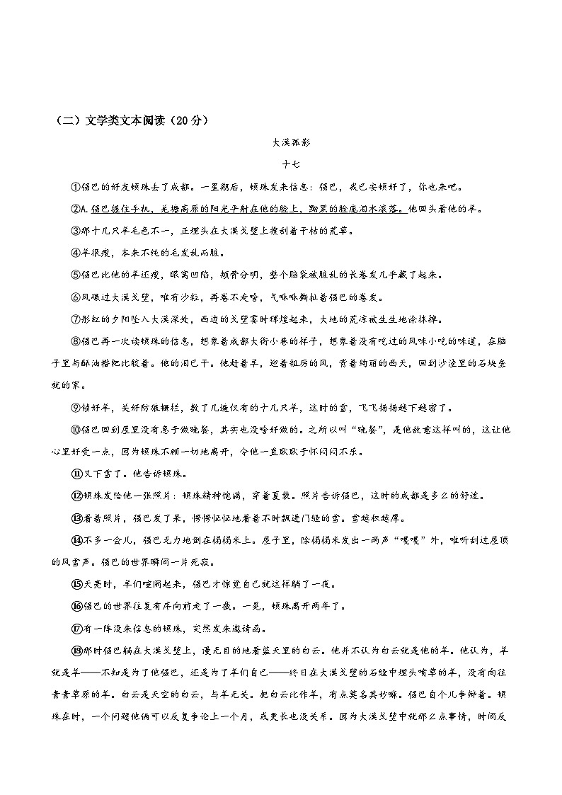 2021年浙江省绍兴市上虞区中考适应性练习语文试题03