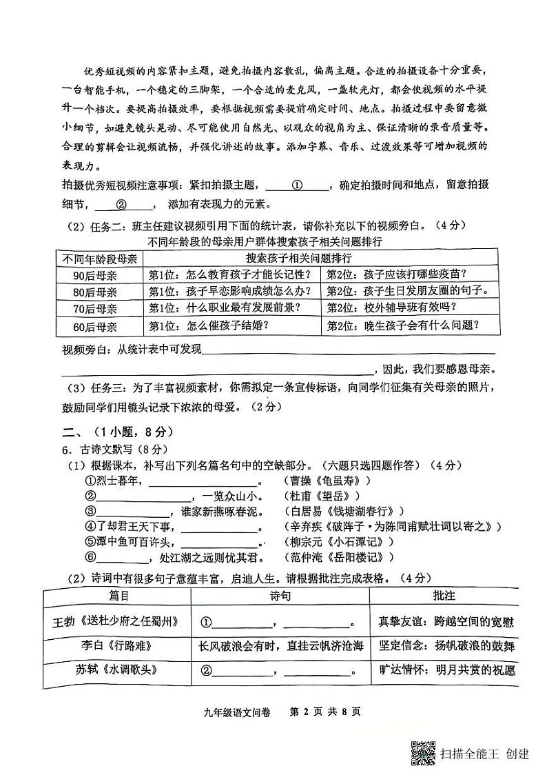 2024年广东省广州市花都区中考一模语文试卷02