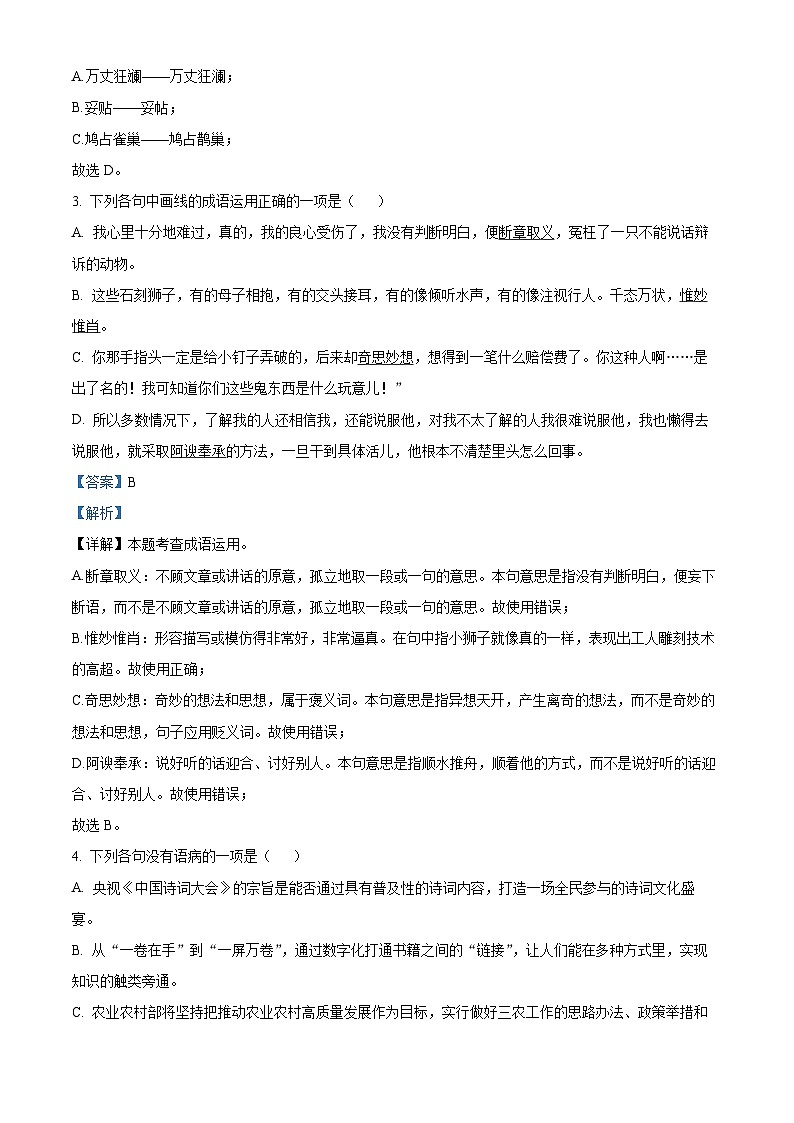 2024年山东省泰安市岱岳区中考一模语文试题（解析版）第2页