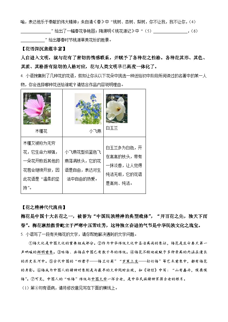2024年陕西省白水县部分学校中考二模语文试题（原卷版+解析版）02