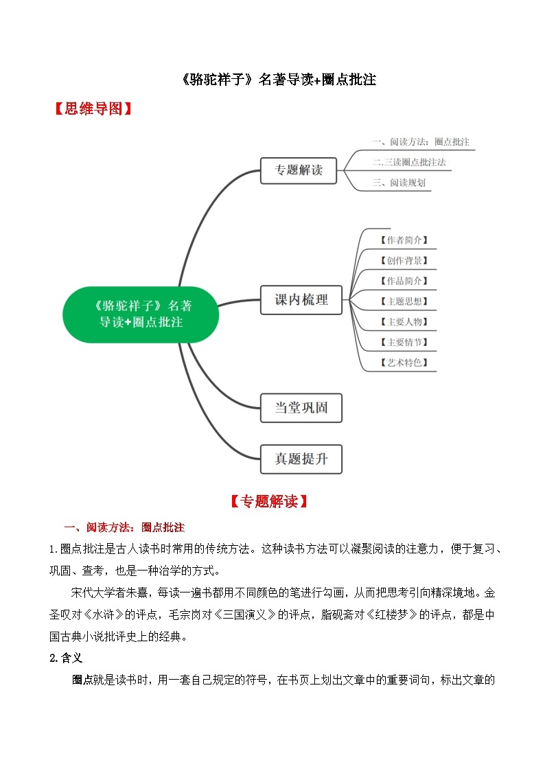 《骆驼祥子》课件、教案（思维导图+教学设计+当堂训练+学习任务单+教学实录+专题探究）01