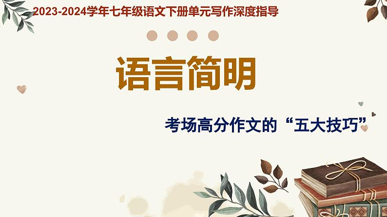 专题21 语言简明+考场高分作文的“五大技巧”-【同步作文课】2023-2024学年七年级语文下册单元写作深度指导（统编版）课件PPT01