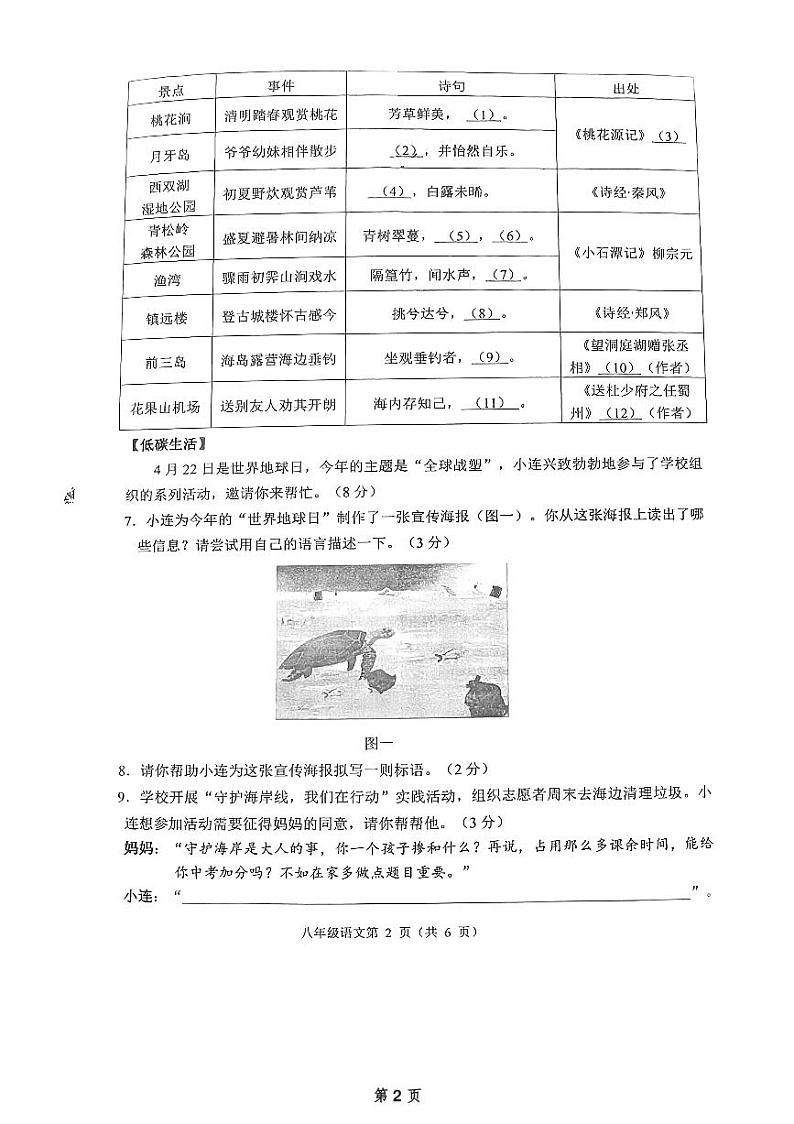 江苏省连云港市2023-2024学年八年级下学期4月期中语文试题第2页