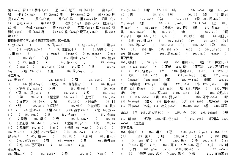 人教版语文九年级复习练习——字词名句积累第2页