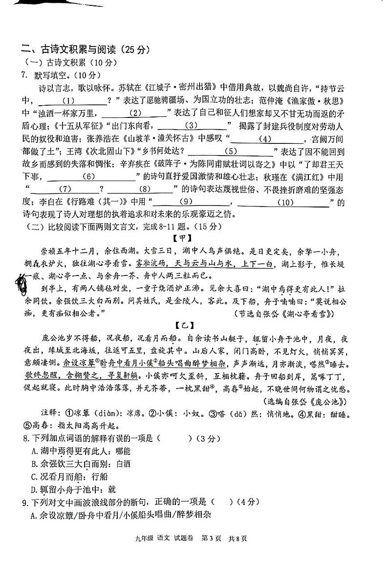 重庆市大足区2023-2024学年九年级下学期期末质量监测语文试题03